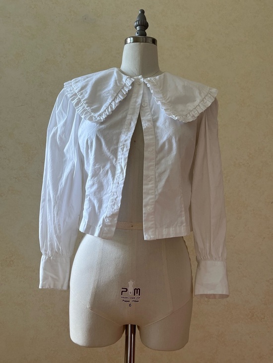 H&M Tops - Divided H&M Japan Import Pilgrim Collar Cotton Crop Button Down Puff Sleeve